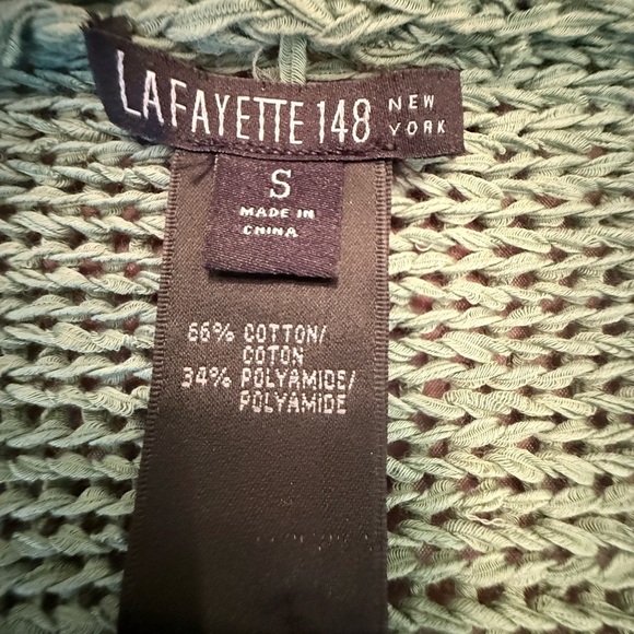 Lafayette 148 Green Short Sleeve Open Cardigan Sweater Size Small MSRP $598 - Picture 4 of 7